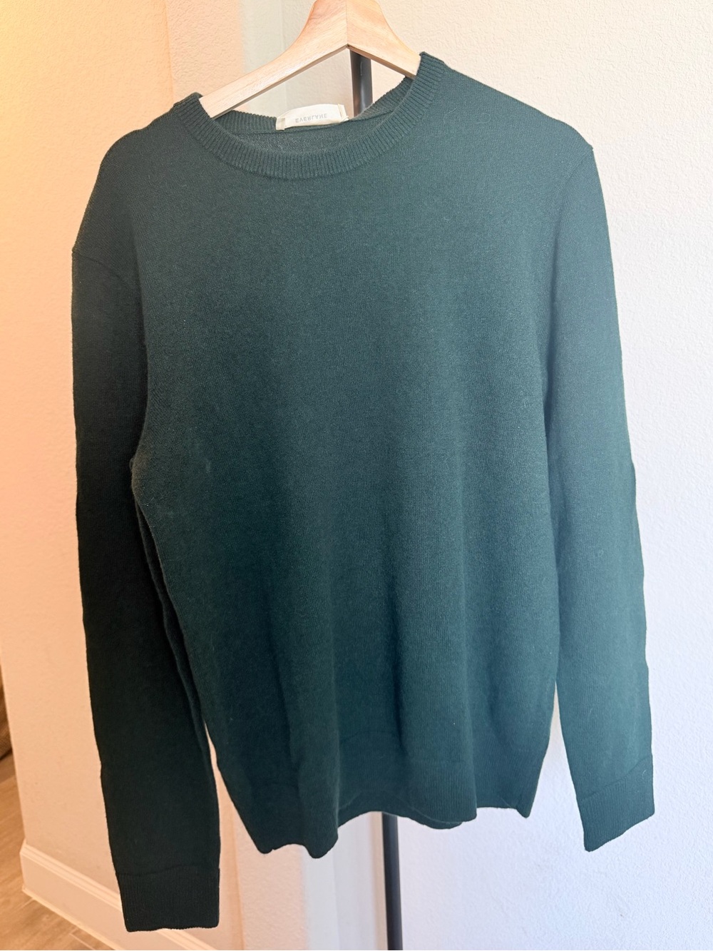 Everlane Men's Cashmere Crewneck Sweater in Dark Foresr Green S